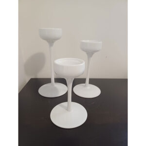 18679. Set di 3 portacandele vintage Ikea Blomster in vetro arcopal